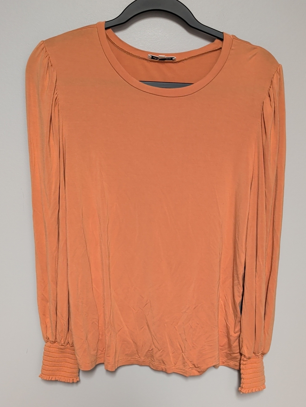 Another Love Peach Long-Sleeve Smocked Cuff Top